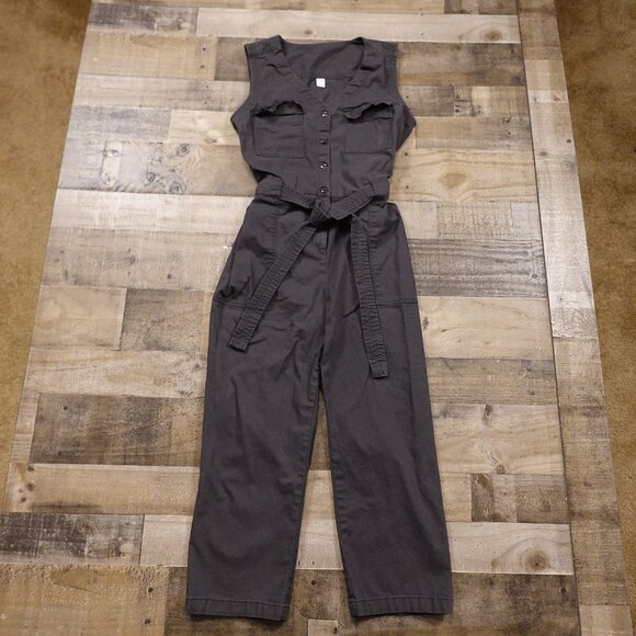 Old Navy Sleeveless Canvas Tie-Belt Utility Jumpsuit – Women’s Medium Gray - Picture 1 of 12